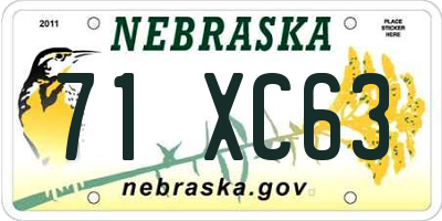 NE license plate 71XC63