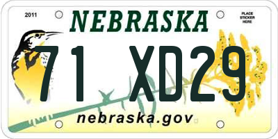 NE license plate 71XD29