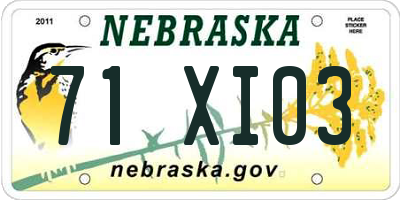 NE license plate 71XI03