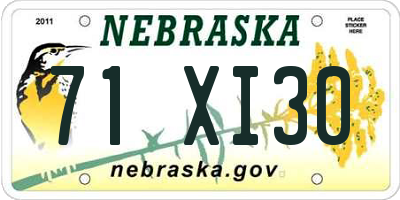 NE license plate 71XI30