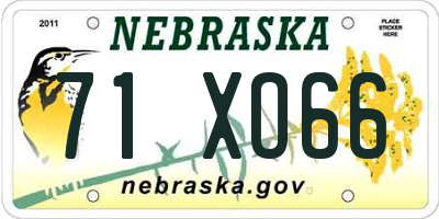 NE license plate 71XO66