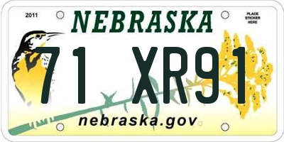 NE license plate 71XR91