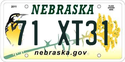 NE license plate 71XT31
