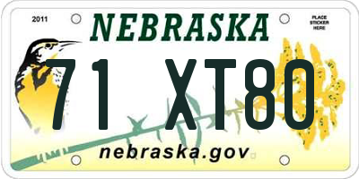 NE license plate 71XT80