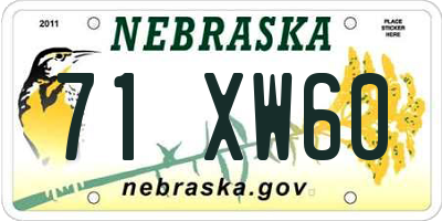 NE license plate 71XW60