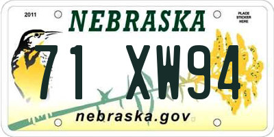 NE license plate 71XW94