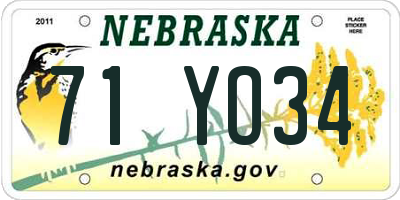 NE license plate 71YO34