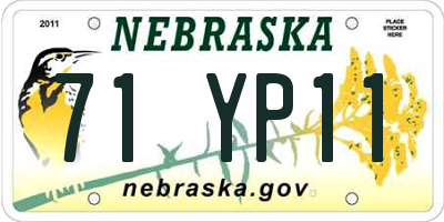 NE license plate 71YP11