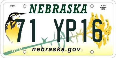 NE license plate 71YP16