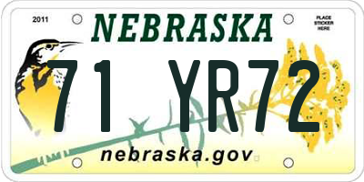 NE license plate 71YR72