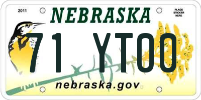 NE license plate 71YT00