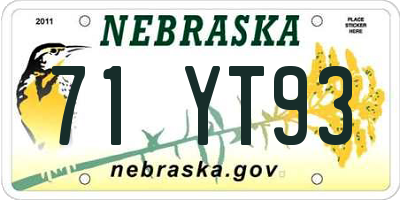 NE license plate 71YT93