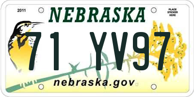 NE license plate 71YV97