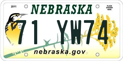 NE license plate 71YW74