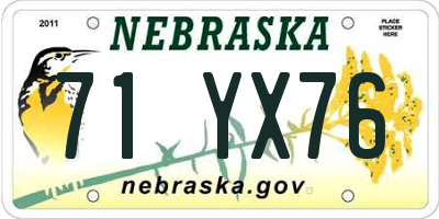 NE license plate 71YX76
