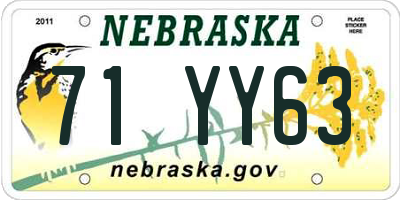 NE license plate 71YY63