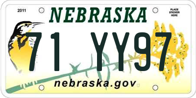 NE license plate 71YY97