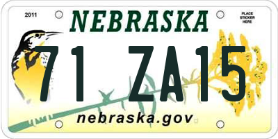 NE license plate 71ZA15