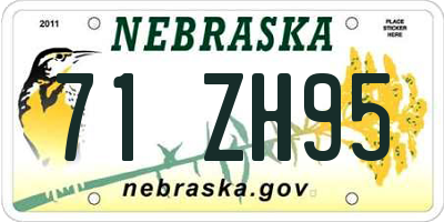 NE license plate 71ZH95