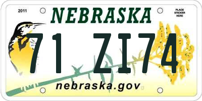 NE license plate 71ZI74