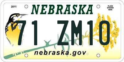 NE license plate 71ZM10