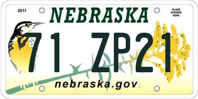 NE license plate 71ZP21