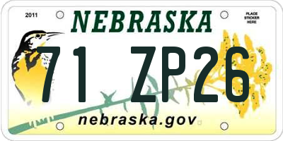 NE license plate 71ZP26