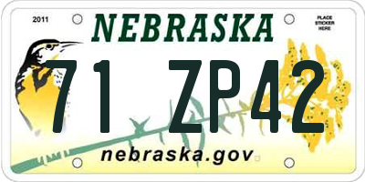 NE license plate 71ZP42
