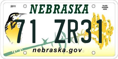 NE license plate 71ZR31