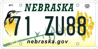 NE license plate 71ZU88