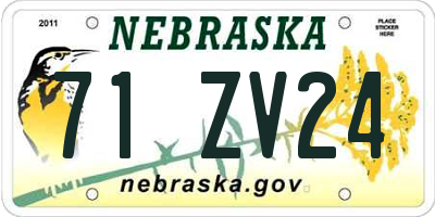NE license plate 71ZV24