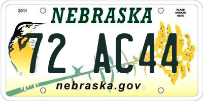 NE license plate 72AC44