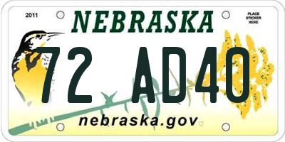 NE license plate 72AD40