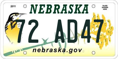 NE license plate 72AD47