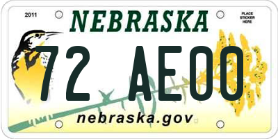 NE license plate 72AE00