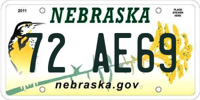 NE license plate 72AE69