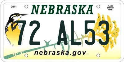 NE license plate 72AL53