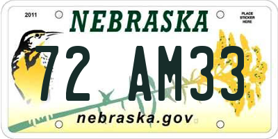 NE license plate 72AM33