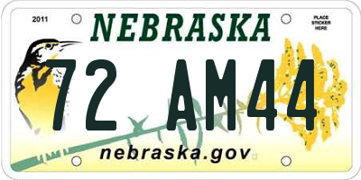 NE license plate 72AM44