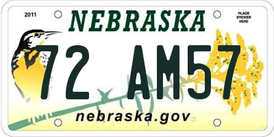 NE license plate 72AM57