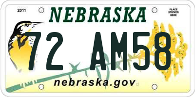 NE license plate 72AM58