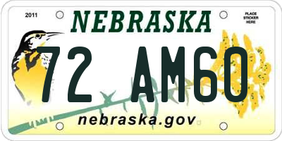 NE license plate 72AM60