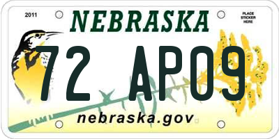 NE license plate 72AP09