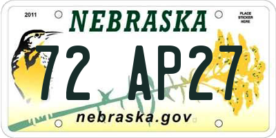 NE license plate 72AP27