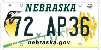 NE license plate 72AP36