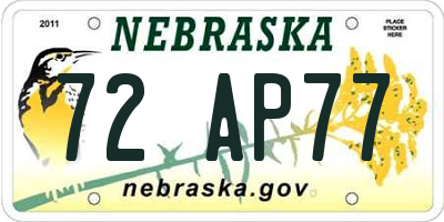 NE license plate 72AP77