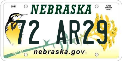 NE license plate 72AR29