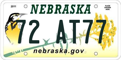 NE license plate 72AT77