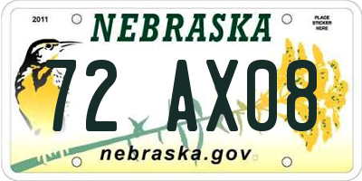 NE license plate 72AX08