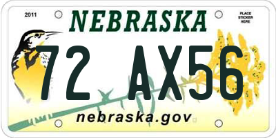 NE license plate 72AX56